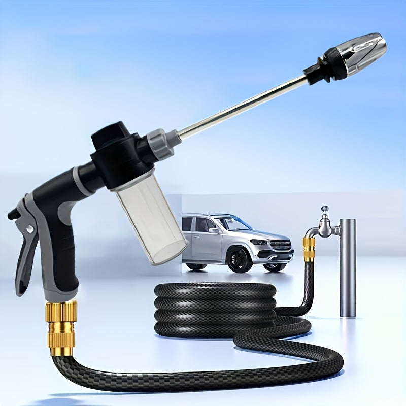1 Portable High Pressure Car Wash Spray Gun - Durable Plastic 3/4" & 1/2" Quick Connect Adapter Multifunctional Garden Hose Nozzle with Adjustable Function, Christmas & Halloween Gift for Car, Home and Garden