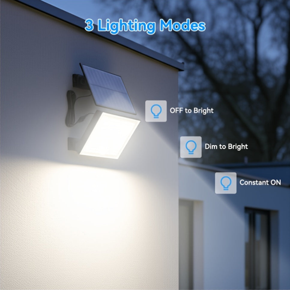 1/2 Pack 400 LED Solar Street Light with Remote Control for Outdoor - Warm and Cool Light Optional, Night Light Sensor Courtyard Light with Remote, Security Lighting, 3 Lighting Modes, Split Wall Light, Perfect for Garden, Courtyard and Garage