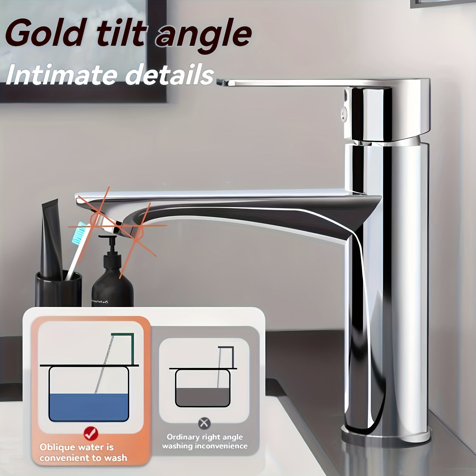 Single Hole Modern Chrome Bathroom Faucet - Water-Saving Technology, Hot/Cold Control, Single Handle Operation, Valve, for Sink & Vanity, Durable Plated Faucet (Connectors Included)