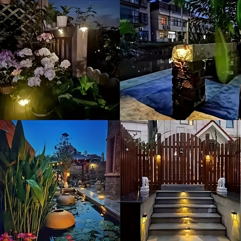 16 Pack Solar Deck Light Set, Solar Step Light LED Courtyard Decorative Outdoor Light, IP44 Waterproof, Suitable for Outdoor Railings, Stairs, Fences, Posts, Walkways, Courtyards, Gardens, Poolside - Perfect for Halloween and Christmas Decoration