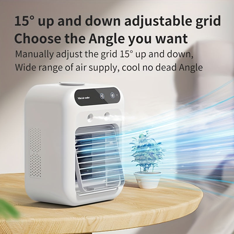 NIJ USB Desk Fan & Air Cooler, Portable Personal Cooling Fan USB Powered, Lightweight Desktop Cooler for Home Office Dorm Travel, Quiet Mini Desk Fan Built-in Lithium Battery Filter-Free, Energy Saving Cooling Device
