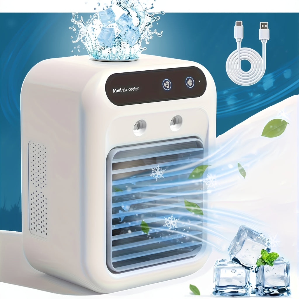 USB Rechargeable Mini Air Cooler Fan, Portable Desktop Cooling Device, Built-in Lithium Battery Wireless Design, USB Charging, Perfect for Home, Office and Dormitory
