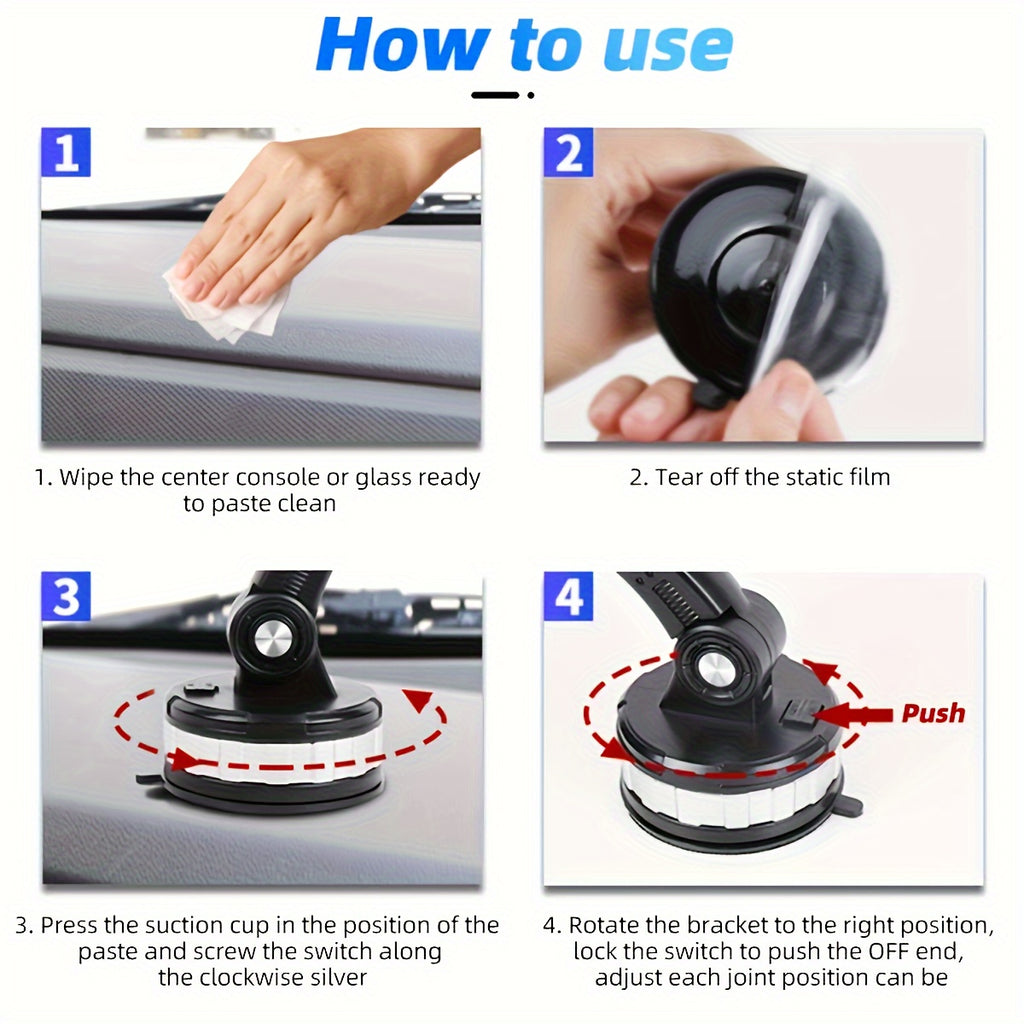 Flexible Arm, Easy Navigation & Hands-Free Phone Operation - Universal Car Phone Holder - Sturdy Suction Cup Base, Fits Dashboard
