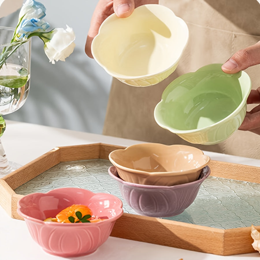 5-Piece Set – 4-Inch Colorful Ceramic Dip Plate / Dessert Plate / Fruit Dish, Microwave Safe, High Temperature Resistant, with Glazed Finish – Perfect for Kitchen & Restaurant Use