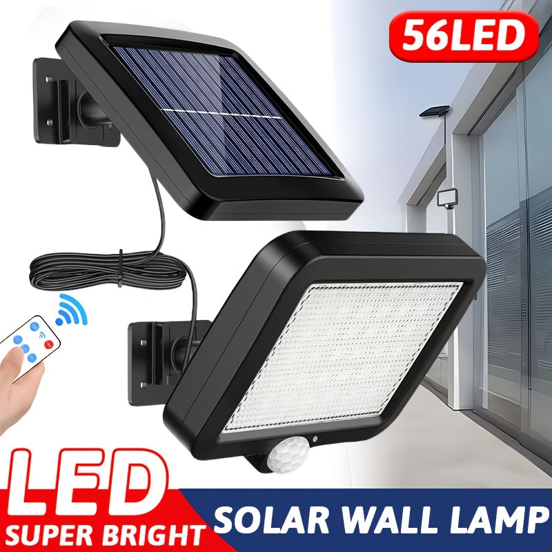 1个明亮56LED太阳能户外泛光灯，3种照明模式庭院灯，带分体式设计的感应台阶灯，太阳能充电花园灯笼，可调节角度便携遥控灯，路灯