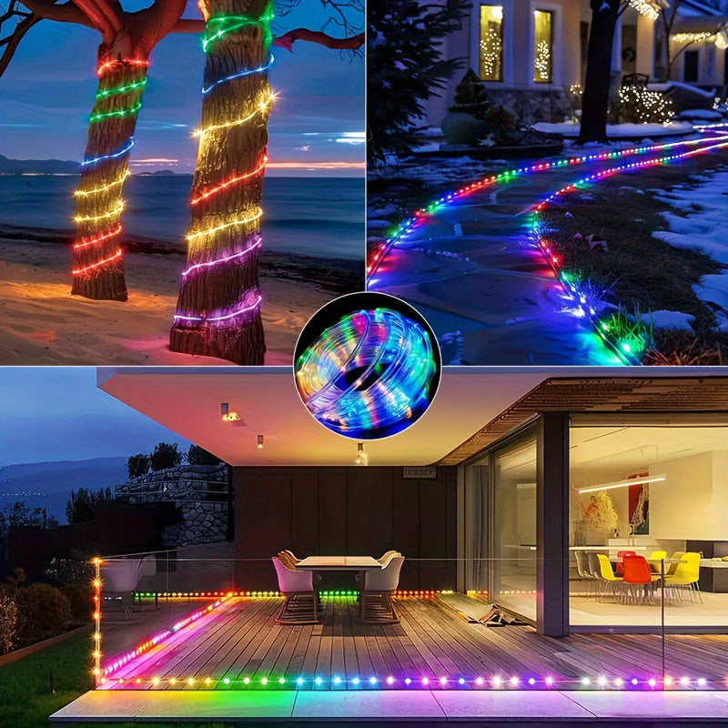 1 件 100 个 LED 太阳能管灯串，8 种模式，户外铜线 LED 灯，用于花园装饰灯、婚礼、派对、圣诞树、万圣节、节日装饰、照明（100 个 LED，393.7 英吋/33 英尺）