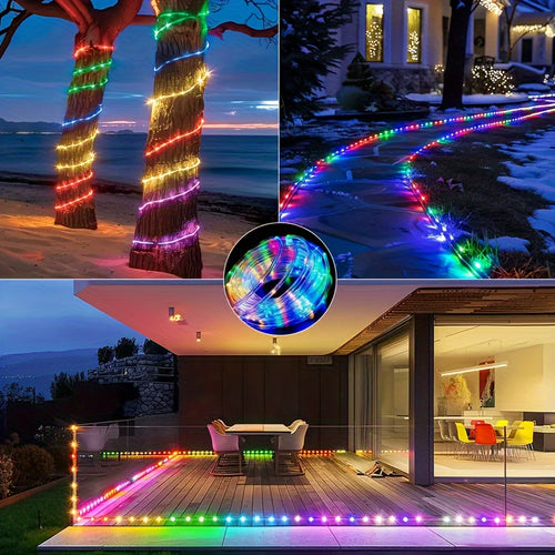 1 件 100 个 LED 太阳能管灯串，8 种模式，户外铜线 LED 灯，用于花园装饰灯、婚礼、派对、圣诞树、万圣节、节日装饰、照明（100 个 LED，393.7 英吋/33 英尺）
