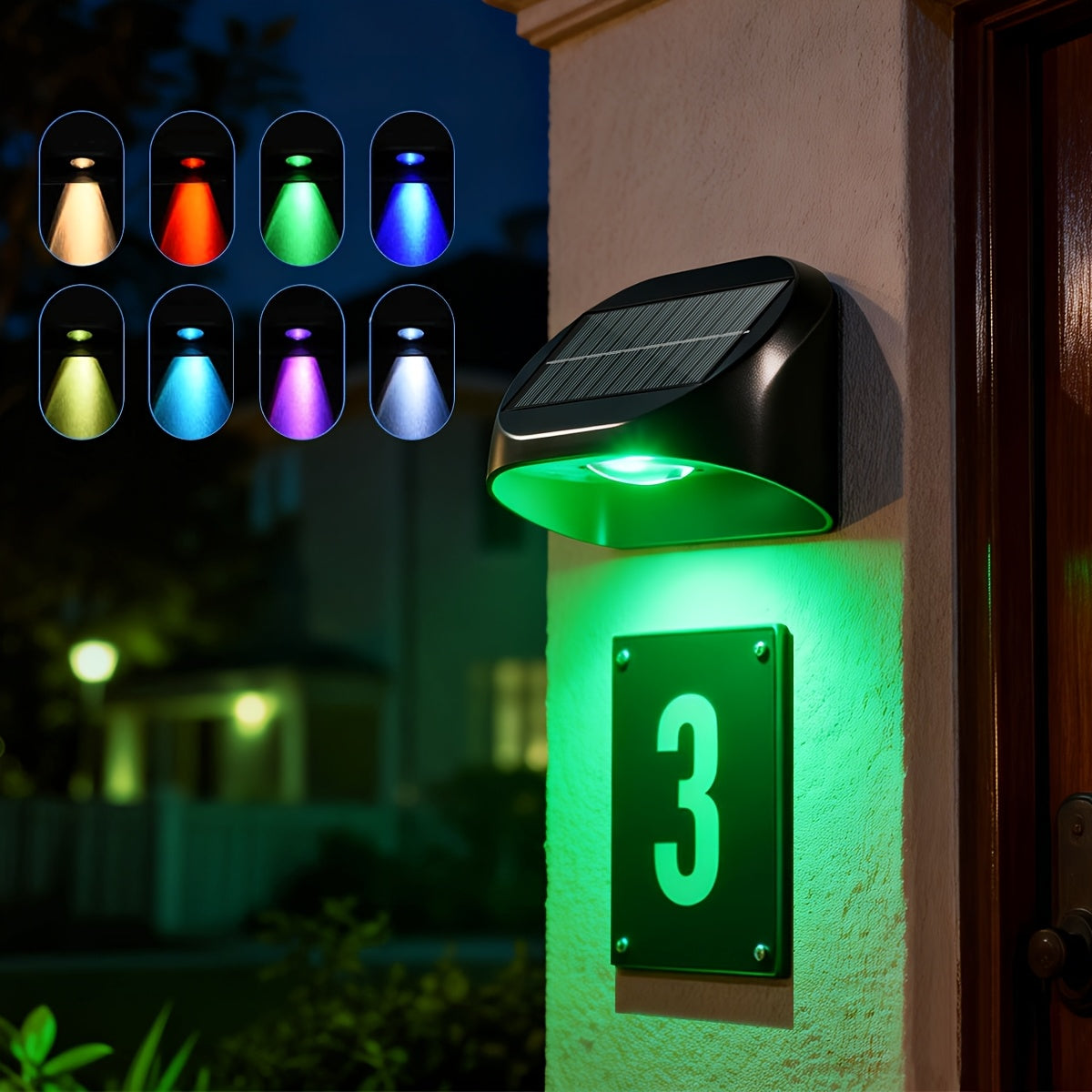 Solar Wall Washer Light, Address Sign Decorative Light, Solar Address Sign Light, Solar Exterior Wall Light, 8 Fixed Colors, Two Gradient Colors