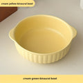 1 Ceramic Bowl with Ear Handles, Large Capacity Ceramic Plate, Soup Bowl, Salad Bowl, Noodle Bowl, Oven & Microwave Safe, Dinnerware, Kitchen Supplies for Salad, Fruit, Pasta, Kitchenware, Tableware Accessories/