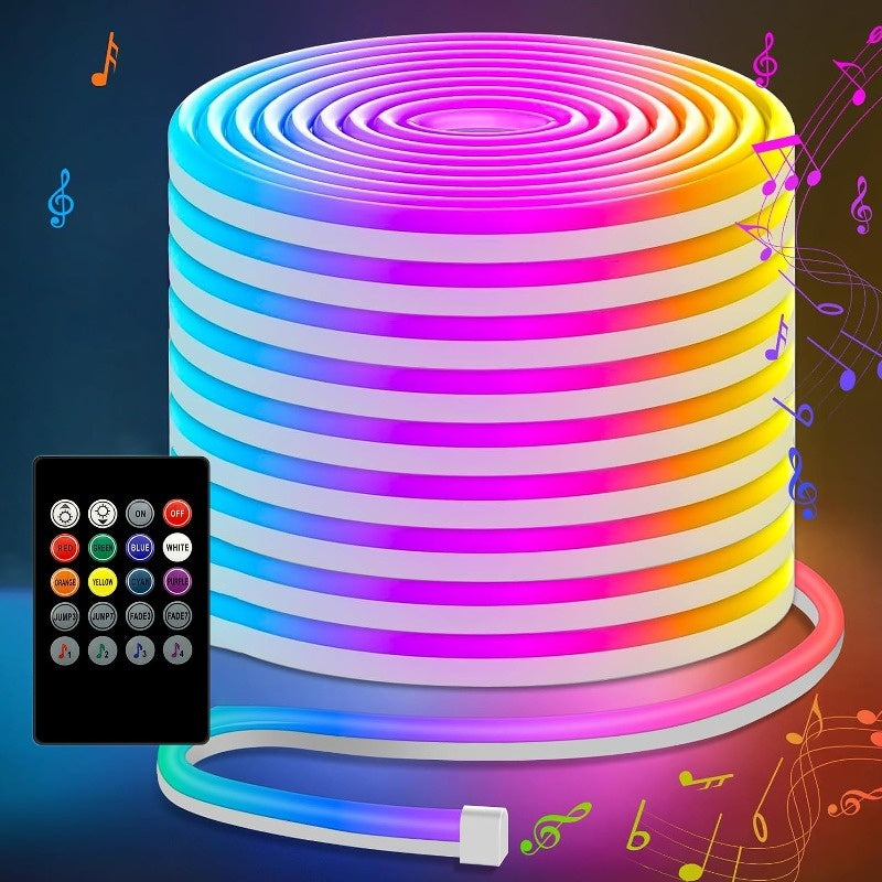 LQHZMYY 灵活的LED绳灯，5V低压，可DIY造型，带20键音乐遥控器，音乐同步灯带，用于卧室装饰，万圣节，圣诞节派对，可以营造活跃的氛围