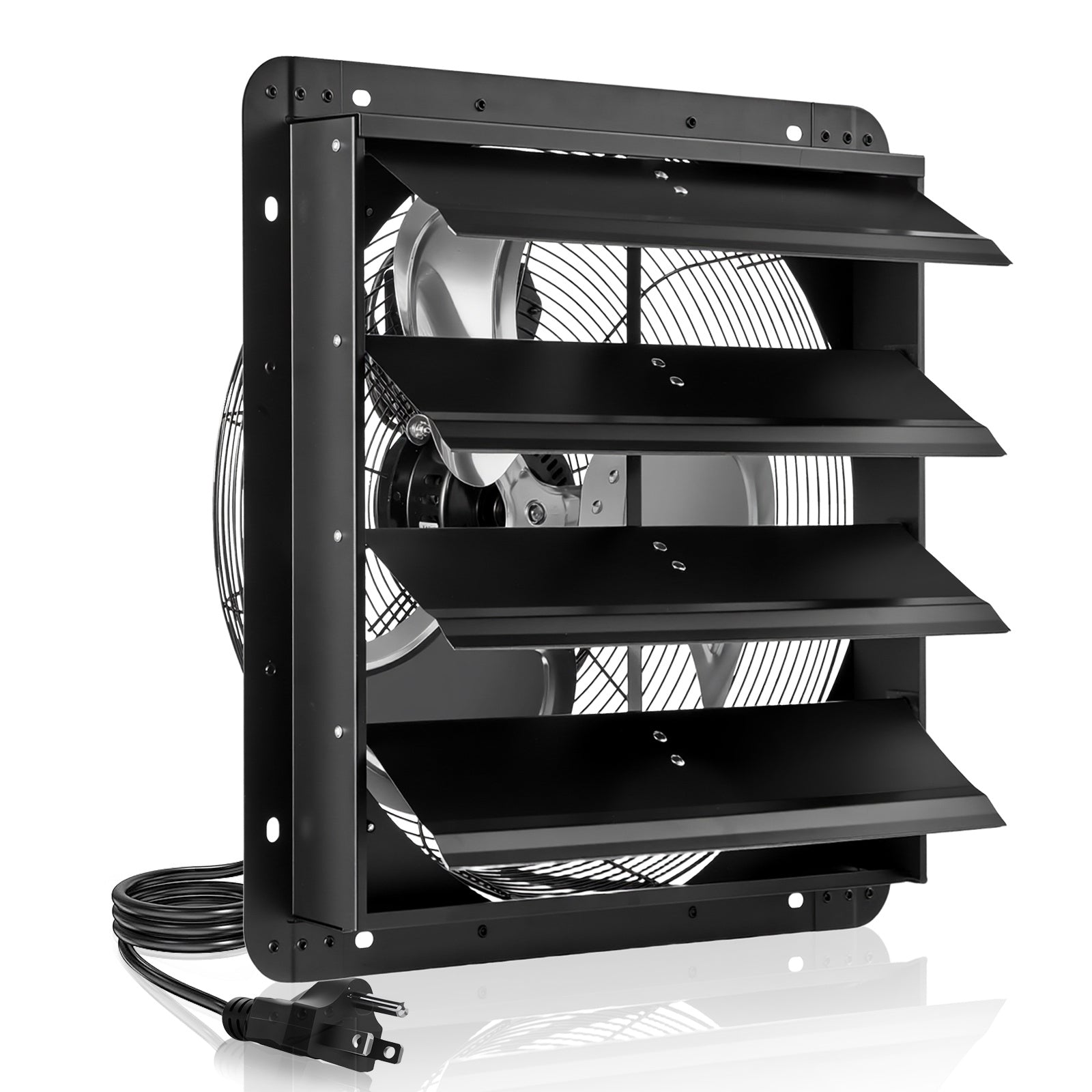 VEVOR 18 Inch Shutter Exhaust Fan, Wall Mount Attic Vent Fan with Speed Controller, 2200 CFM, AC Motor, Heavy-Duty Steel Construction, Low Noise, Black for Shed Garage Greenhouse Ventilation Cooling