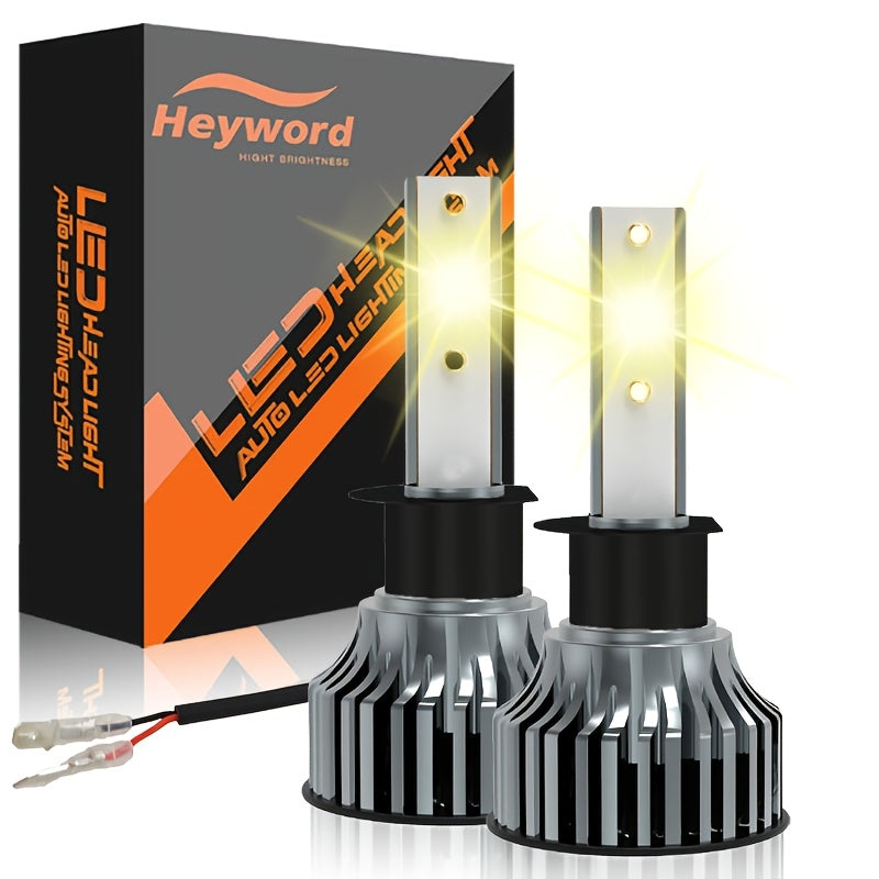 Heyword 2 Sets H7, H1, H3, H4, H8/H9/H11, 9005, 9006, 9012 LED Car Headlight Fog Light, Low Beam, High Beam, Color Temperatures: 4300K/Warm Light, 3000K/Yellow Light, 8000K/Blue Light, 25000K/Ice Blue, 6000K/White Light