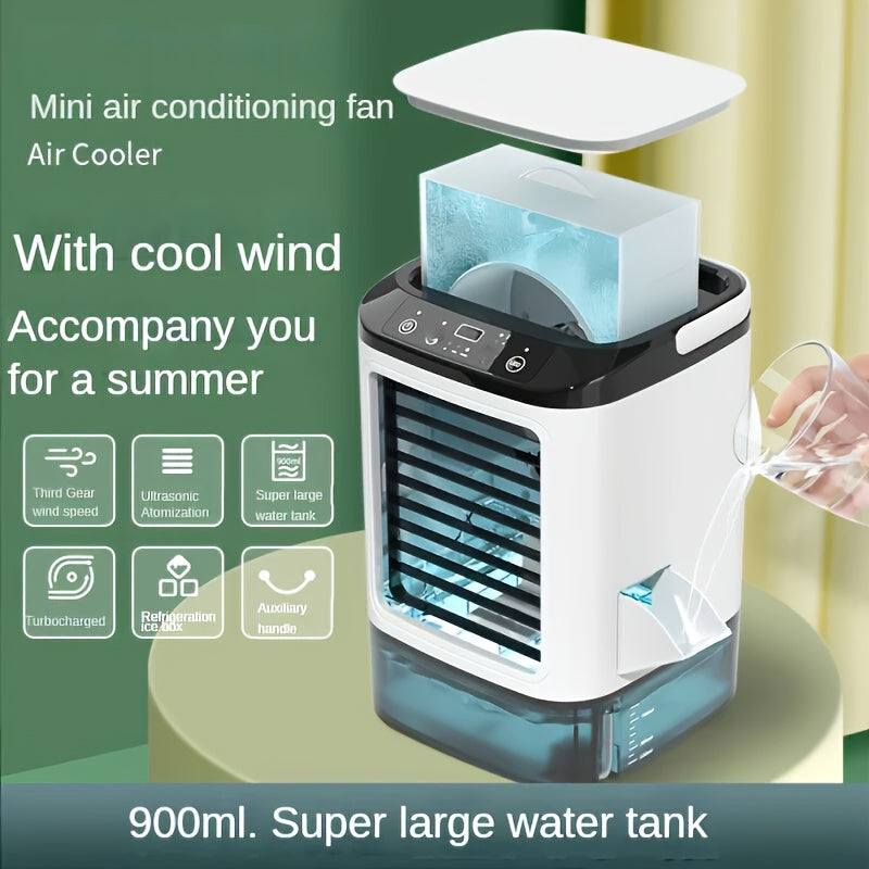 3 Seconds Instant Cooling! Mini Portable USB Cooling Fan Humidifier, Ultra Quiet 25Db, 30.43oz Water Tank, 6 Hours Timer, Ideal for Home Office Dorm, Perfect Holiday Gift