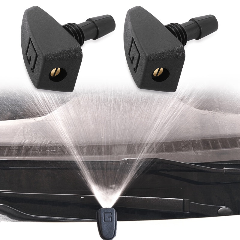 2-Pack Car Windshield Wiper Nozzle Set - Brass Color, Durable Plastic Material, Adjustable Water Flow for Enhanced Cleaning, with Rain Outlet Cap