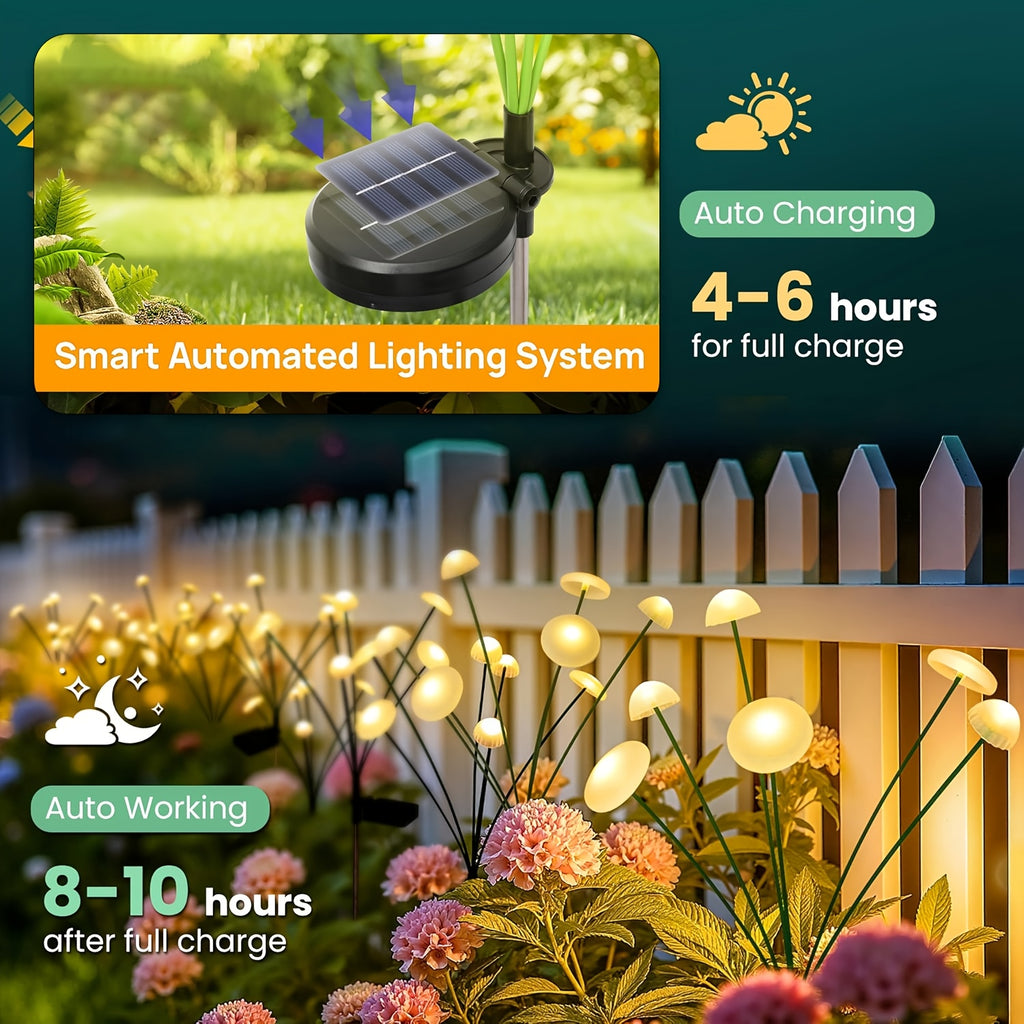 10 LED Solar Garden Mushroom Light 8/6 LED - IP44 Outdoor Courtyard Decorative Light, Perfect for Courtyard, Garden, Lawn, Pathway, Wedding & Festival Aisle Decoration