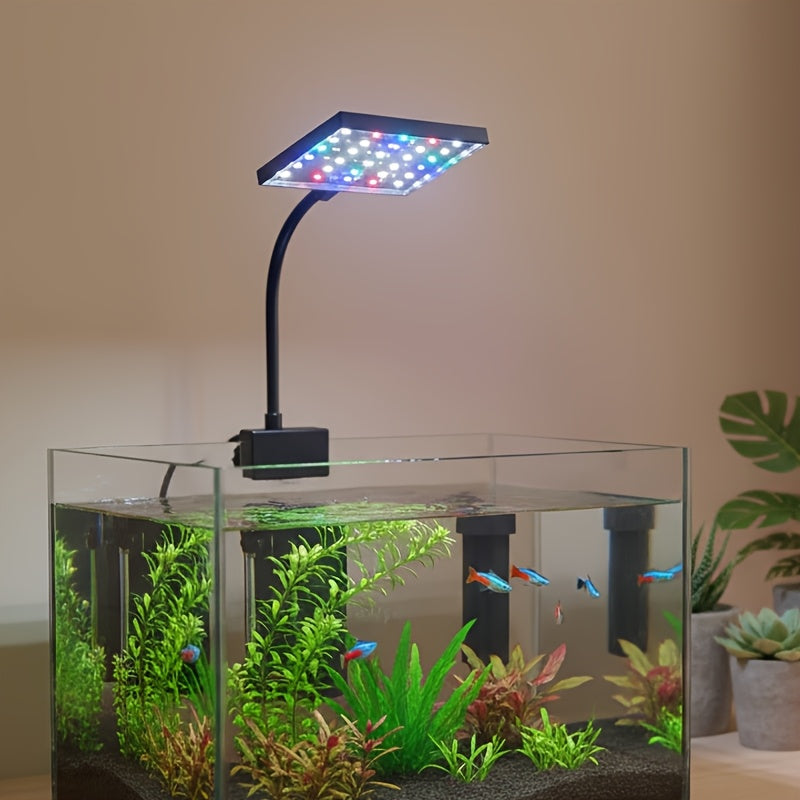 Aquarium Light, Full Spectrum Aquatic Plant Grow Light, Fish Tank Light with Adjustable Brightness, Dimmable, Timer, 360° Rotatable
