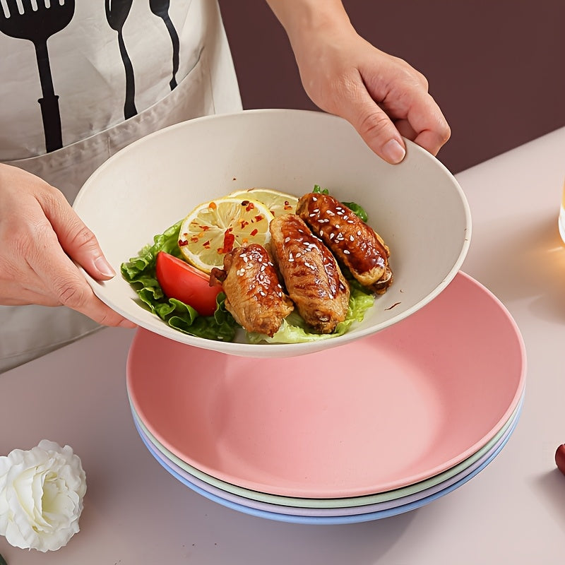 5 Pieces, 9-Inch Deep Large Capacity Dinner Plate, Pasta Plate, Dessert Plate, Salad Plate – Perfect for Home, Dormitory, Kitchen, Restaurant, Parties – Tableware Accessories, Kitchen Supplies – 5 Colors