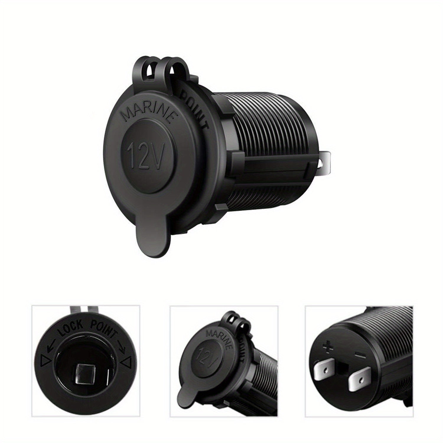 12V Power Adapter Socket for Car, Boat and Motorcycle, with Cigarette Lighter Splitter and Extra Features, Battery Not Included