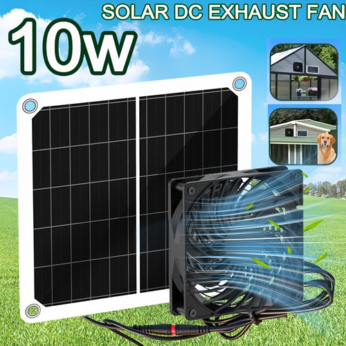 10W Solar Fan, Reversible Intake and Exhaust Ventilation Cooling Fan with Mounting Accessories, IPX5 Waterproof, Suitable for Outdoor Shed, Chicken Coop and Greenhouse