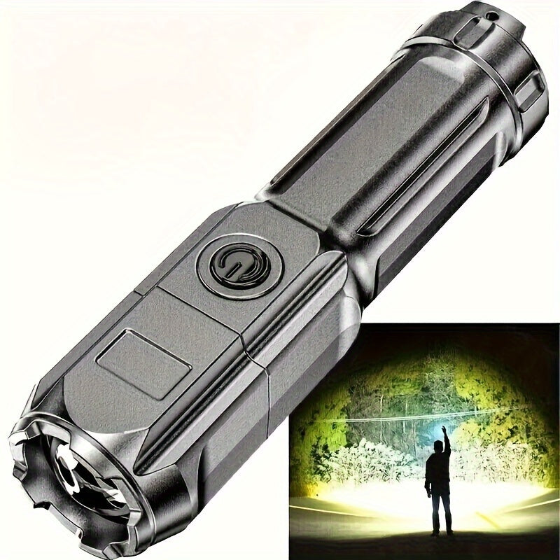 ANYICE 1 Piece 400mAh/800mAh Ultra-Bright Zoomable Flashlight, Compact, Rechargeable Long-Distance IPX4 Durable LED Light, Adjustable Zoom Light for Outdoor & Home Use