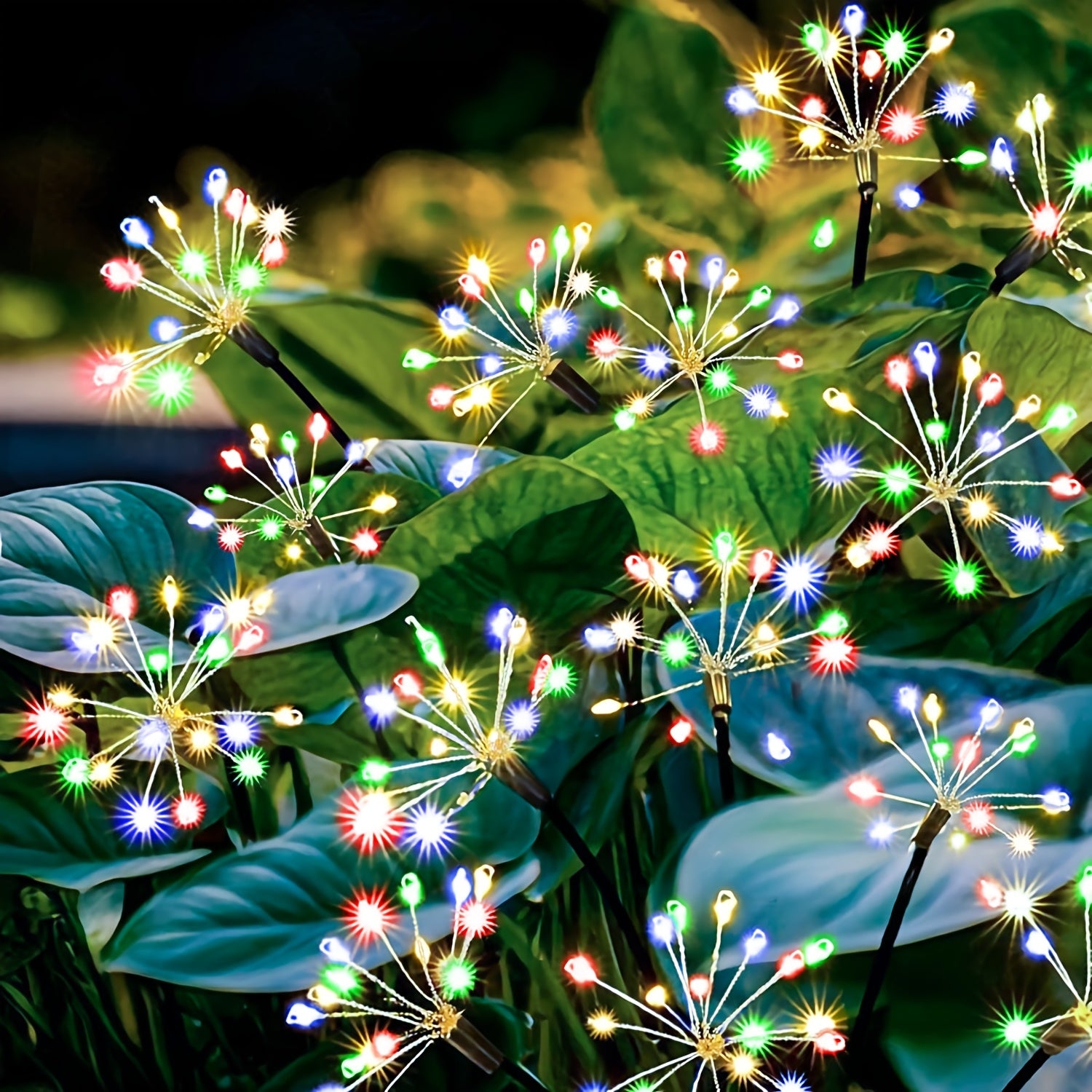 1/2 Piece Colorful 120LED Solar Fireworks Light Outdoor Courtyard Decoration, 8-Mode Sunset Dawn Light Garden Path Light, Solar Starburst Light Suitable for Patio Balcony Decoration
