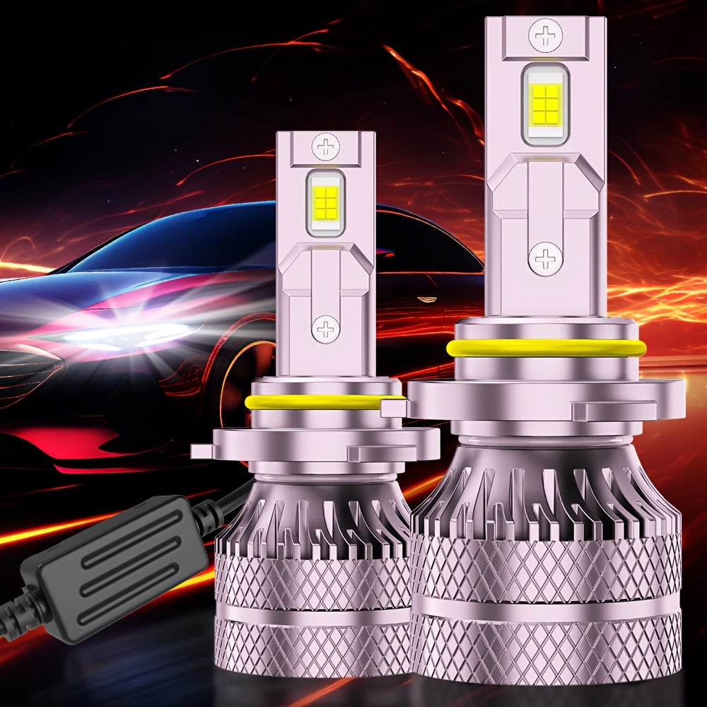 2-Pack LED Headlight Bulb Combo 9005+9006, 12V/24V 5000K Double-Sided Super Bright COB Chips, No Battery Included, Car Lighting, Transparent Beam Light, High Performance Bulbs