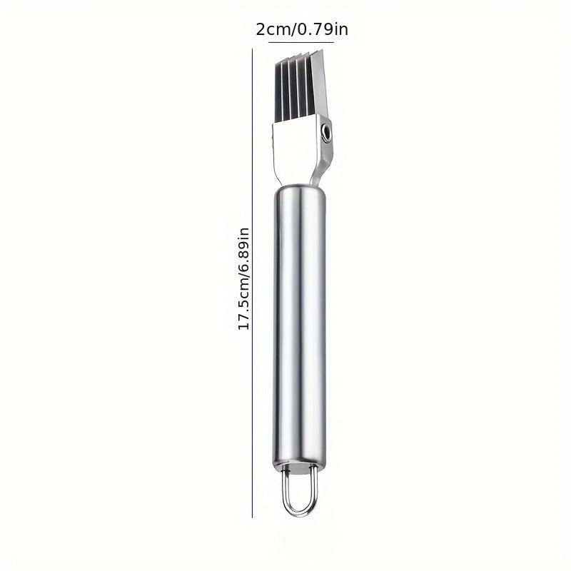 1 Piece Multifunctional Stainless Steel Vegetable Slicer – For Onion, Garlic, Tomato – Handheld Onion Cutter for Efficient Slicing – Must-Have Kitchen Gadget, Vegetable Slicer & Chopper
