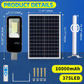 Super Bright Solar Street Light, 10000mAh Solar Light, 375 LEDs with Remote Control, Perfect for Parking Lots, Commercial Parking Lots, School Basketball Courts, Roadside Roads, Courtyards, Gardens, Villas, Outdoor Solar Street Light