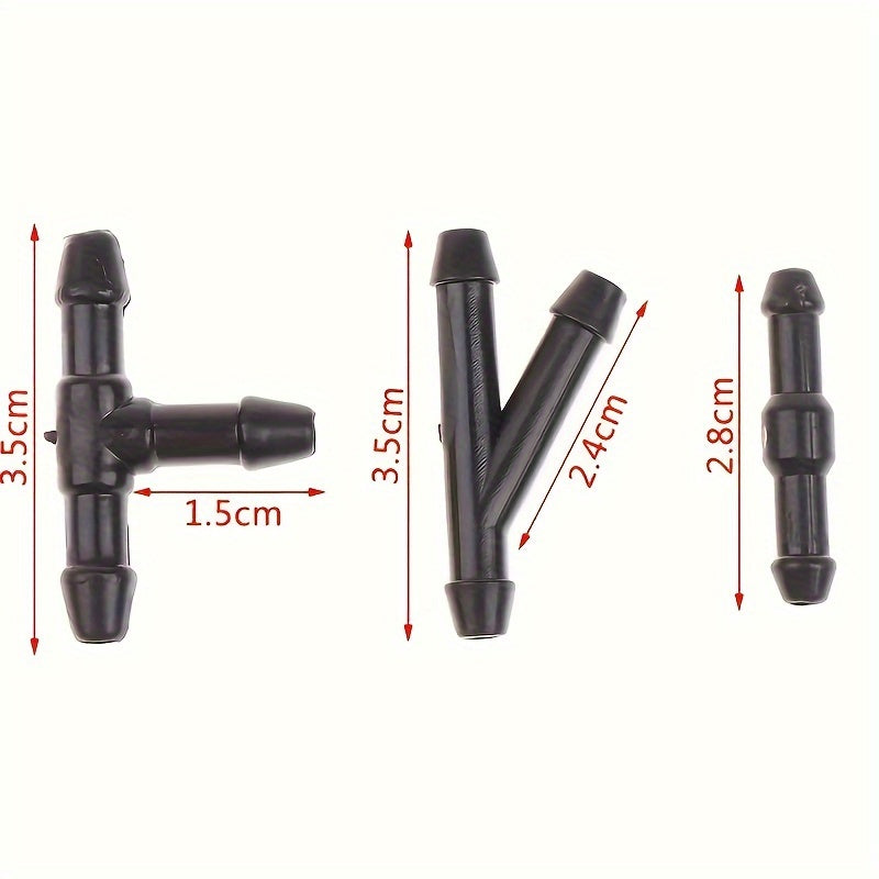 18/30PCS Windshield Washer Hose Connectors – 3 Shapes Available for Car Wiper Water Pipe