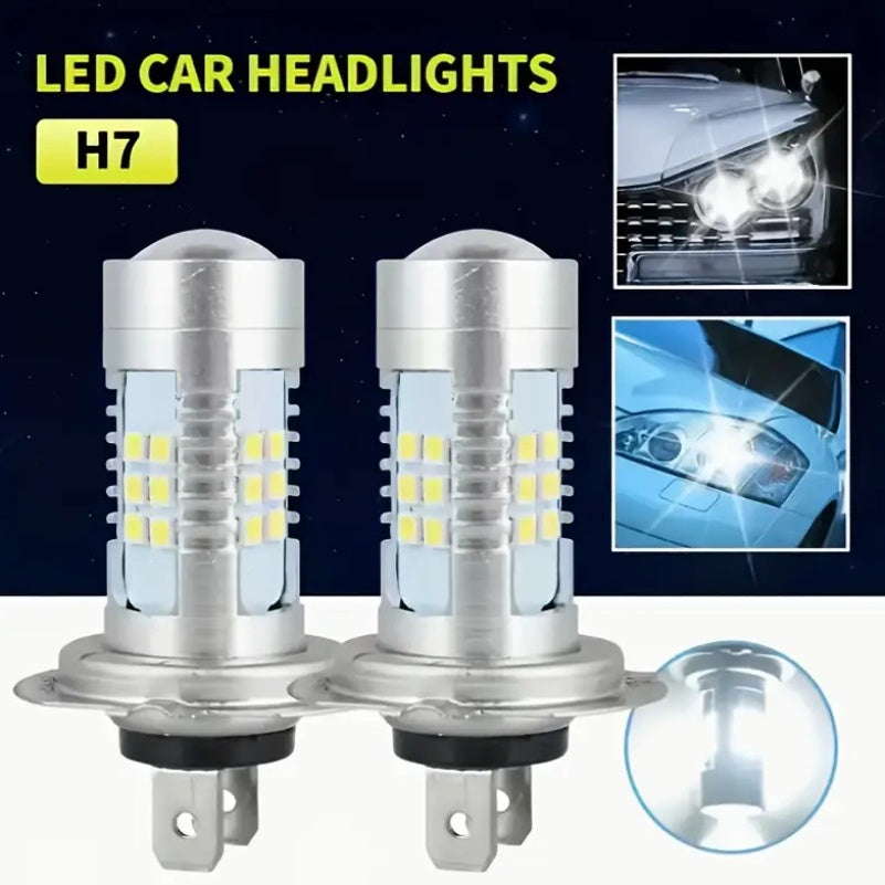 2个装 H7 LED 大灯灯泡，亮白光，适用于射灯，6500K，不含电池