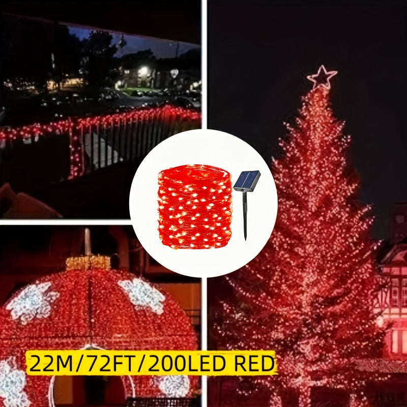 1个户外LED太阳能彩灯，带8种模式，有105英尺/72英尺/39英尺/23英尺太阳能花灯可选，适用于装饰花园、露台、圣诞树、派对、婚礼和各种美丽的活动（多色）