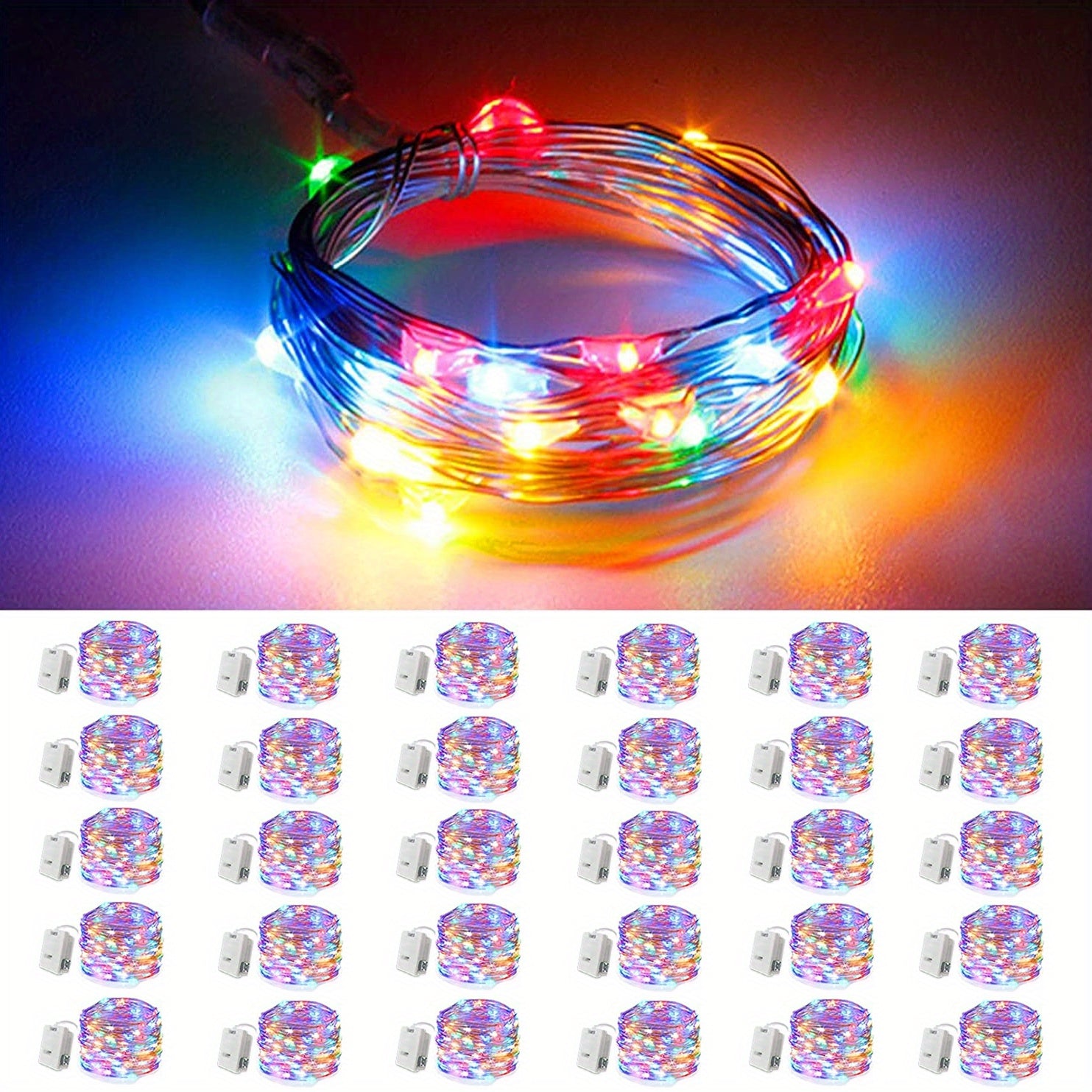 30 件童话灯电池供电串灯-7 英尺 20 个 LED 迷你串灯，萤火虫星光 DIY 卧室，适合婚礼、派对、节日、圣诞节（闪烁）