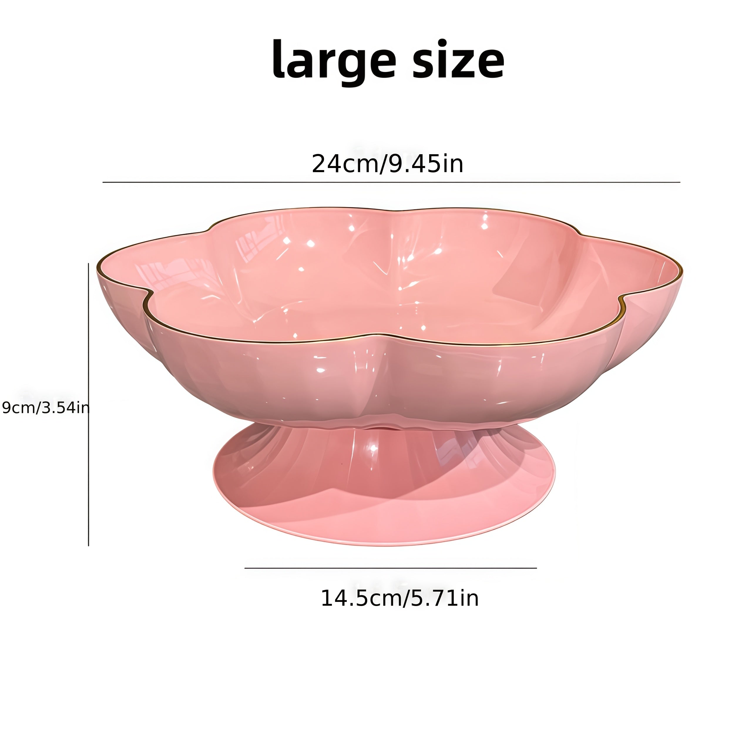 1pc Gold Rim Floral Pedestal Fruit Bowl & Cake Stand – Perfect for All Seasons – Ideal Living Room Decor, Family Dinner Table Fruit Bowl, Dessert Plate, Dried Fruit, Cupcake, Jewelry Storage Tray – Elegant Tableware