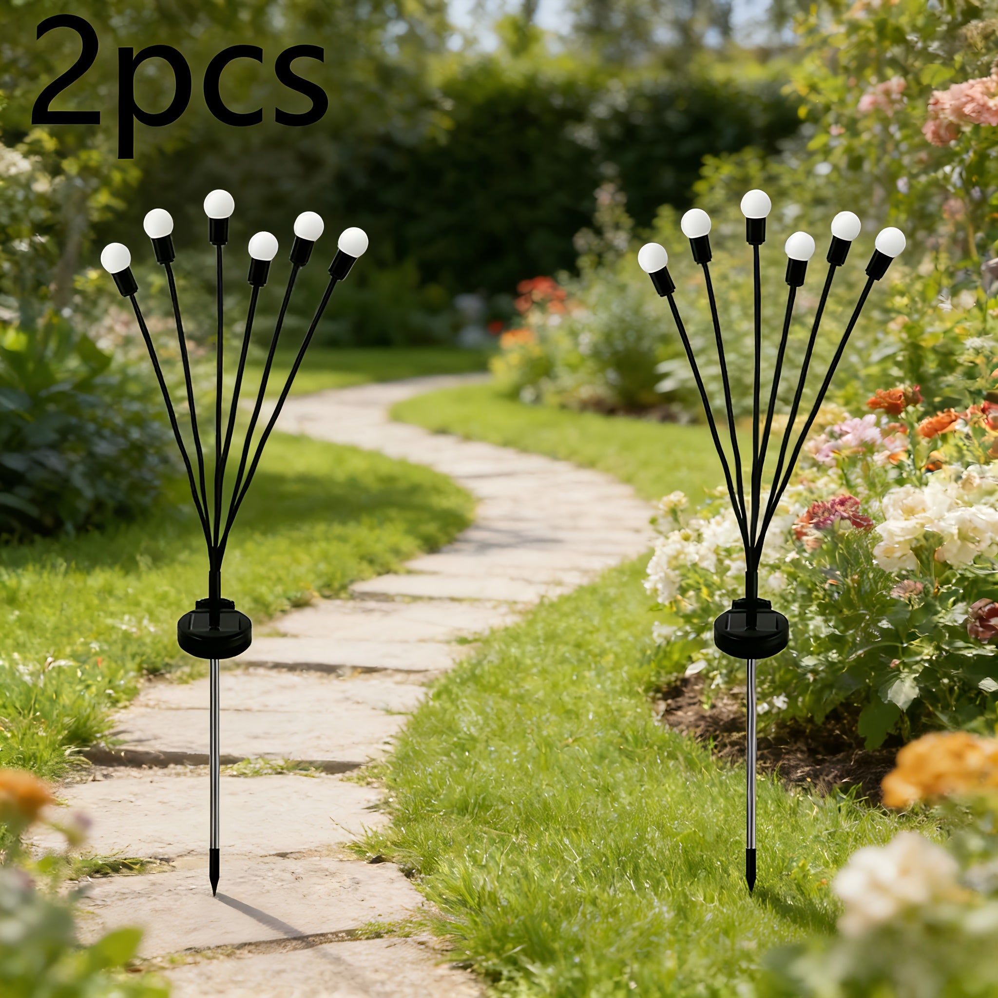 2 Pack Solar Firefly Light, Garden Atmosphere Ground Insert Light, Perfect for Garden, Lawn, Courtyard, Wedding, Valentine’s Day, Mother‘s Day, Outdoor Decoration