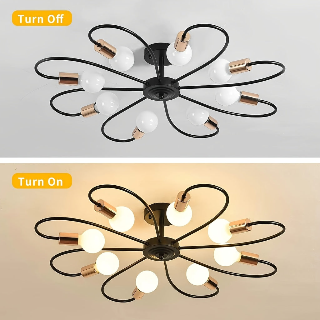 Modern Black Floral Ceiling Light, Perfect for Kitchen, Dining Room, Hallway, Bedroom, Café, Restaurant, and Any Space You Like (Bulb Not Included)
