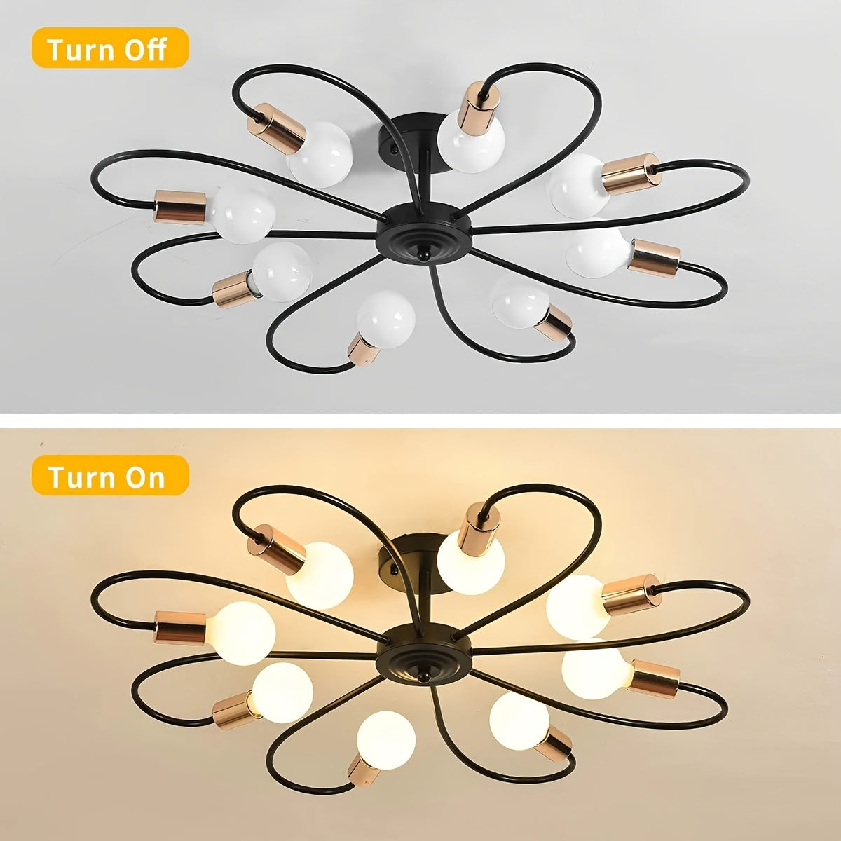 Modern Black Floral Ceiling Light, Perfect for Kitchen, Dining Room, Hallway, Bedroom, Café, Restaurant, and Any Space You Like (Bulb Not Included)