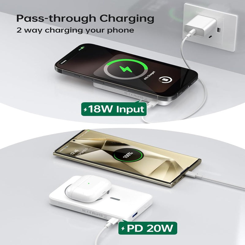 Mavulo 2 in 1 Wireless Portable Charger for iPhone and Apple Watch 12000mAh Magnetic Power Bank 20W USB C Fast Charging for iPhone 16 15 14 13 12 Series Travel Charger for iWatch S10 Ultra 2 SE