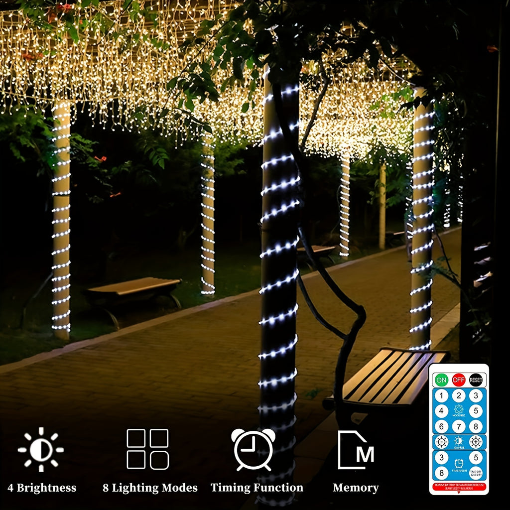 100Ft 300 LED 太阳能灯串 8种模式 户外灯管 铜线灯 适用于圣诞节 花园 围栏 庭院 派对 泳池 婚礼装饰