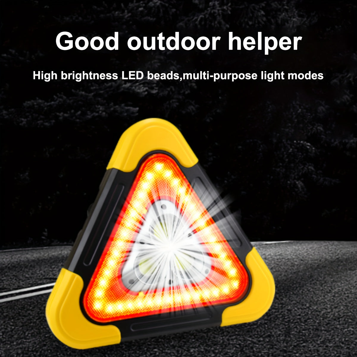 1-Pack Handheld Safety Warning Light, USB & Solar Rechargeable, Multi-Mode, for Home Decor, Basement Cleaning/Inspection, Garden Night Patrol, Roof Maintenance, Traffic Accidents, Long-Distance Travel Lighting (Built-in Battery) IP45