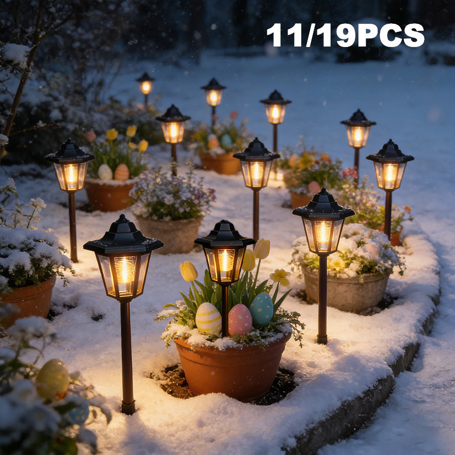 11/19-Piece Solar Hexagonal Walkway Outdoor Deck Light, LED Bulb Solar Sidewalk Christmas Halloween Decorative Light, Landscape Light Suitable for Garden, Lawn, Path, Courtyard, IP65, Christmas Halloween Thanksgiving