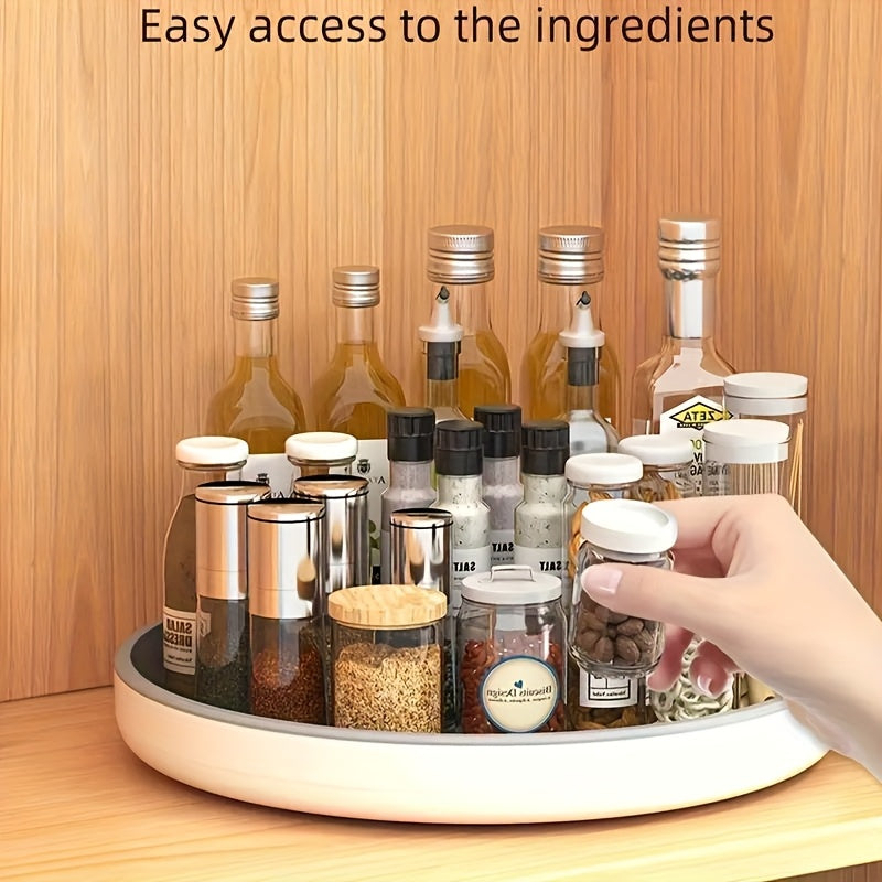 1-Piece Storage Tray, Single-Layer Rotating Seasoning Bottle Organizer Rack – Multi-Functional Round Rotating Storage Stand for Home – Suitable for Kitchen