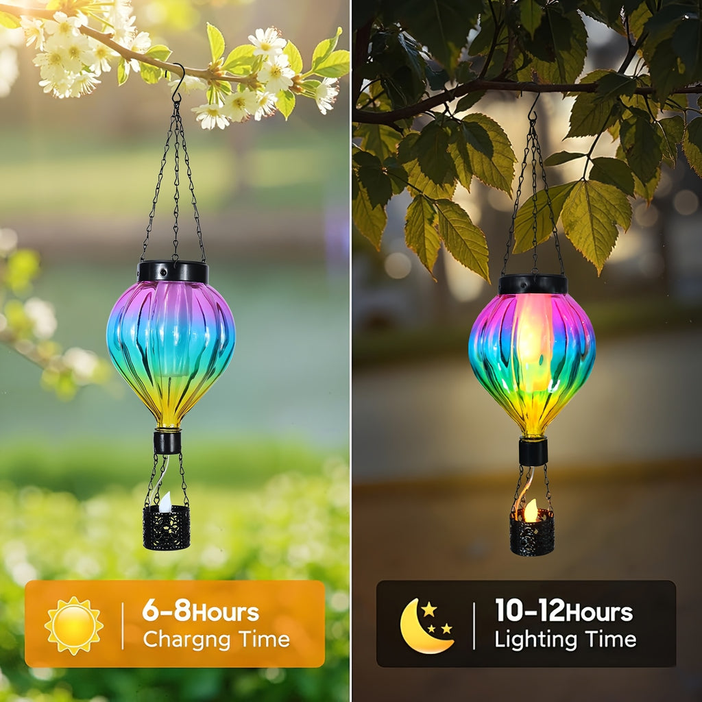 OTDECOR 1-Piece Gradient Color Solar Hot Air Balloon Outdoor Lantern, Hanging Light, IPX4 Colorful LED Hot Air Balloon Courtyard Hanging Decoration, Suitable for Courtyard, Garden, Porch, Ideal Gift to Enhance Outdoor Atmosphere.