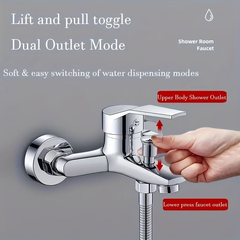 304 Stainless Steel 3-in-1 Wall Mount Shower Faucet - Dual-Function Thermostatic, Polished Chrome Finish, Cartridge Included, Easy DIY Install for Sink, Shower, Bathtub - Modern Aesthetic Design