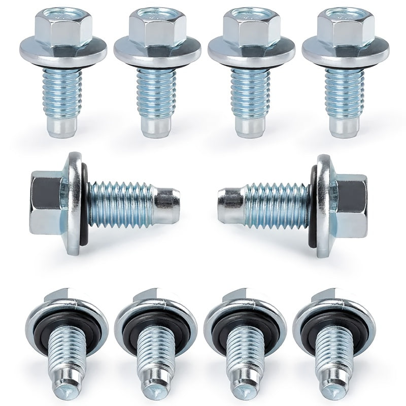 10pc Engine Oil Drain Plug Drain Screw Bolt Set Transmission Fluid Change Kit, Oil Drain Plug Bolt for Chevrolet Oil Pan, Fits Buick Allure LaCrosse, Cadillac ATS CTS, OEM 11562588 88891787