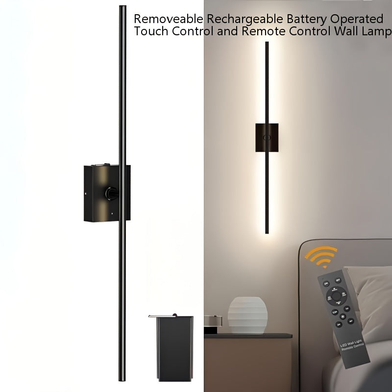 Removable Rechargeable Battery Powered, 31.5-Inch Wireless Wall Light, 360° Adjustable Lighting Angle: Features Include 4 Color Temperatures, Infinite Dimming, Touch and Remote Control Options