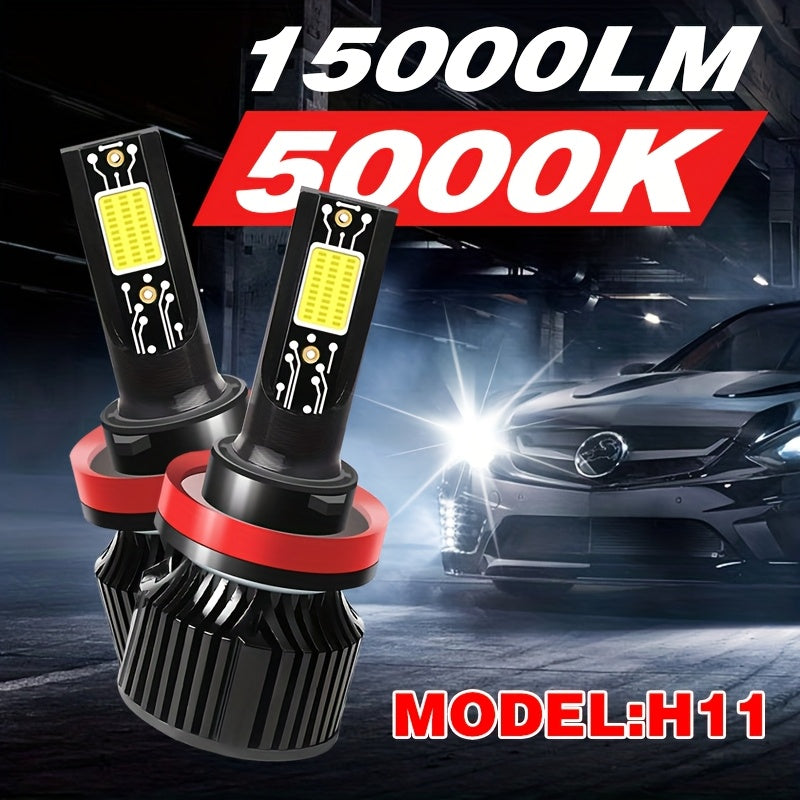 Car LED Light Kit (2-Pack), for Car Headlights, Compatible with 9005/HB3, 9006/HB4, H11, H4, H7, H1, F17 Models, Provides 15000 Lumens and 180W of 5000K White Light Illumination, No Battery Included