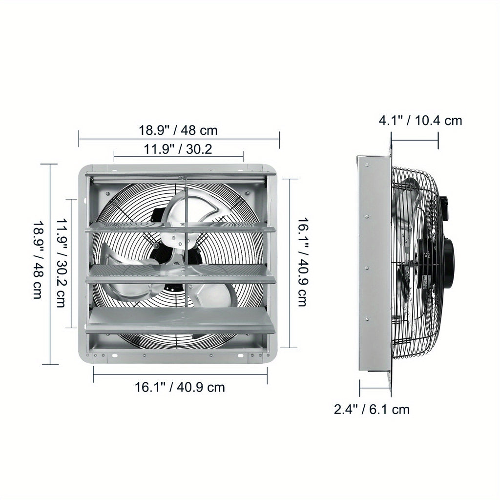 VEVOR 16" Shutter Exhaust Fan with Speed Control – AC Motor, 2000 CFM, Easy Wall Mount Installation, for Greenhouses, Garages & Sheds, US Plug