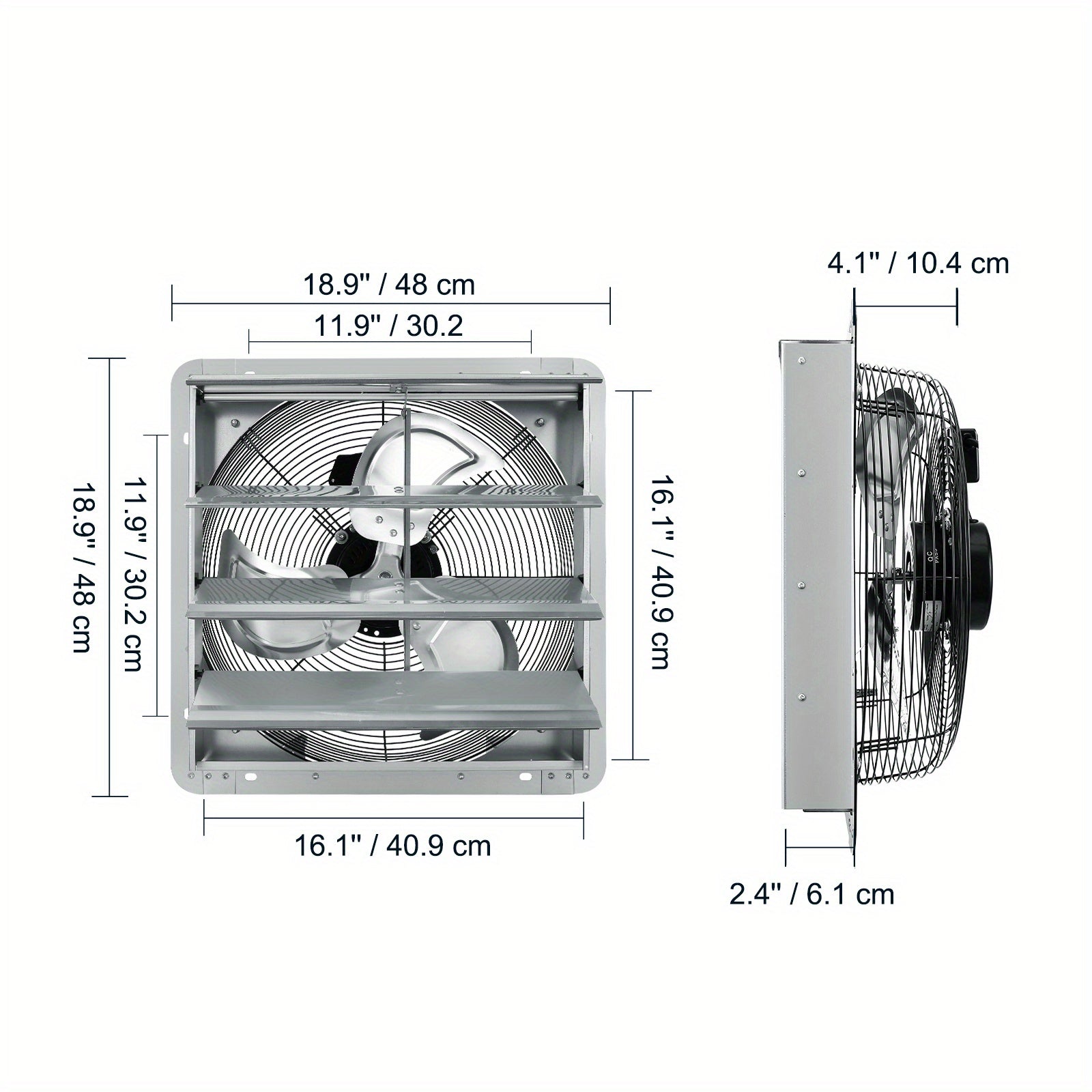 VEVOR 16" Shutter Exhaust Fan with Speed Control – AC Motor, 2000 CFM, Easy Wall Mount Installation, for Greenhouses, Garages & Sheds, US Plug