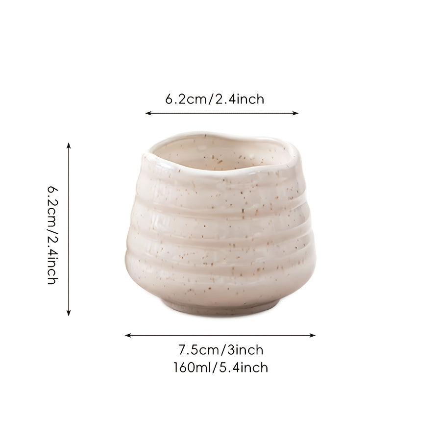 4pcs 130ml/5.4oz Japanese Retro Style Ceramic Tea Cup, Sake Cup Small Tea Cup, Espresso Cup, Handleless Porcelain Coffee Cup, Chinese Kung Fu Tea Cup Zen Style, Ideal for Home Tableware, Best Gift for Friends and Family