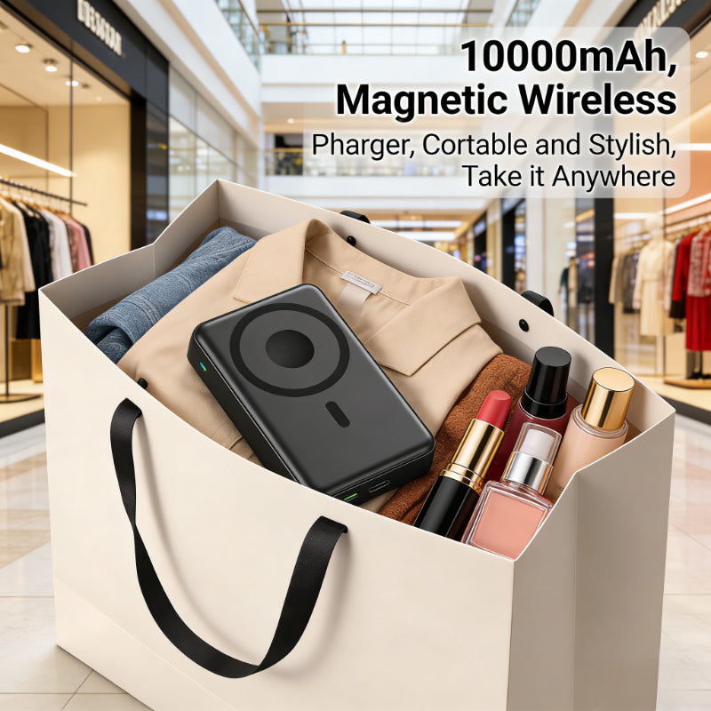 10000mAh 22.5W Magnetic Portable Charger with 2 Built-in Cables Essential Phone Accessory for Daily Use Travel